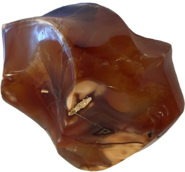 Carnelian flame 3 1 sians emporium Hand carved polished carnelian flame sculpture featuring twisting ridges with deep mahogany red burnt orange tones and smoky chalcedony patches isolated on a white background